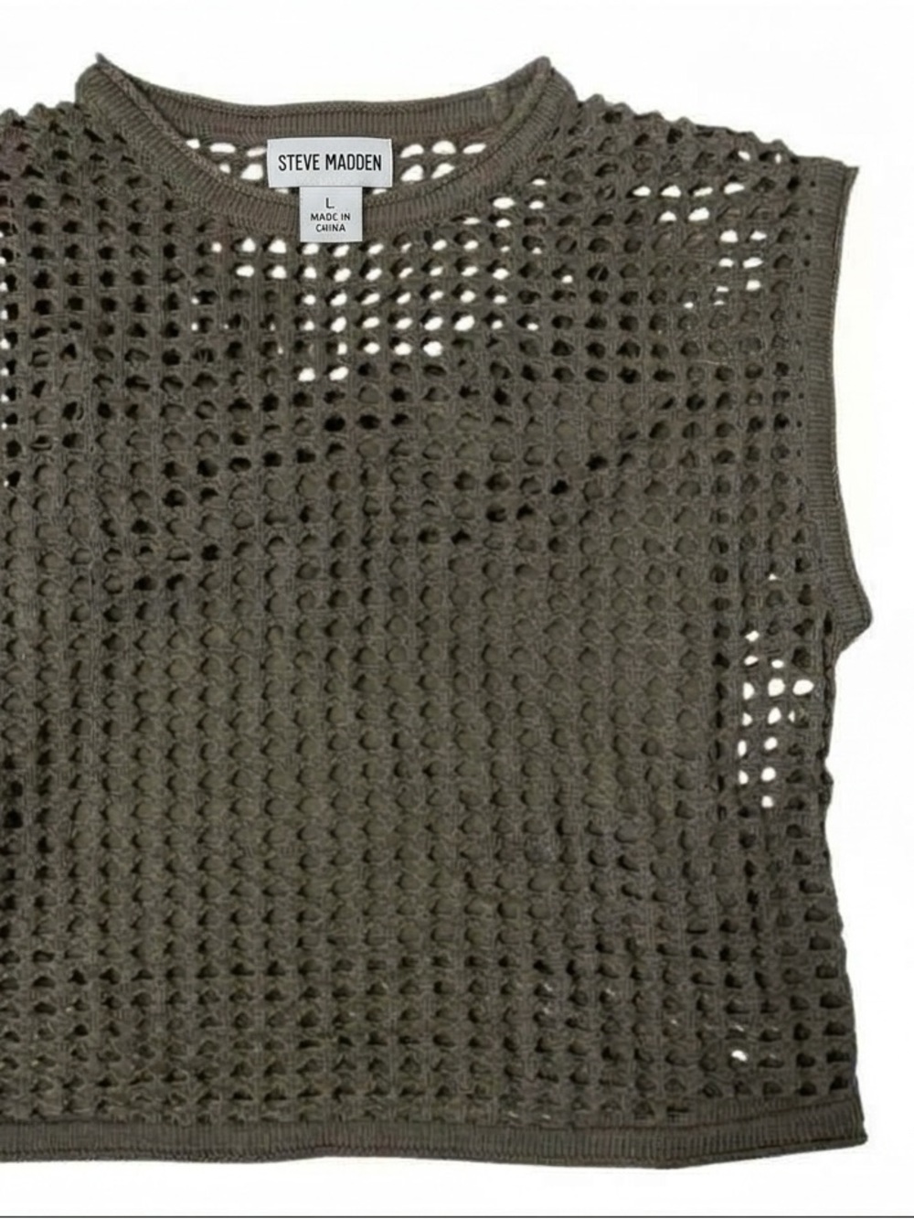 Steve Madden Olive Open Weave Sleeveless Tank